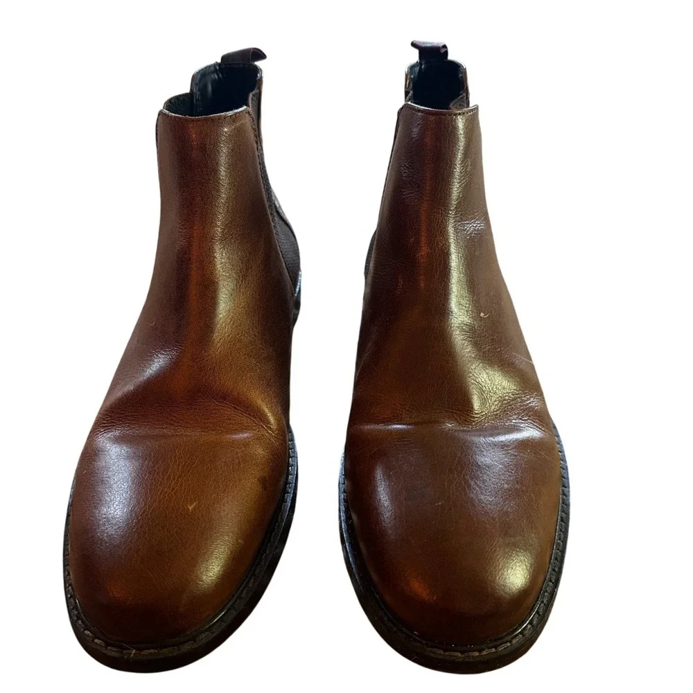 Crown Vintage Glory 2 Chelsea Boots Cognac Brown‎ Leather Ankle Boot Size 12